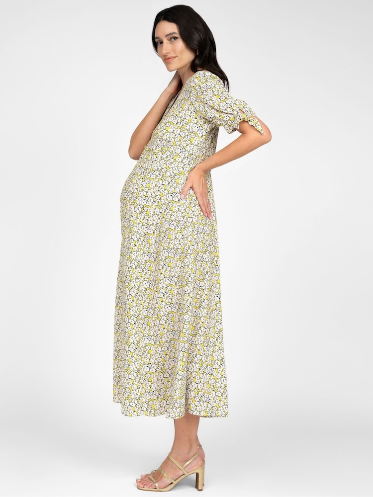 Seraphine Yellow Bow Detail Maternity Dress - Image 5 of 5