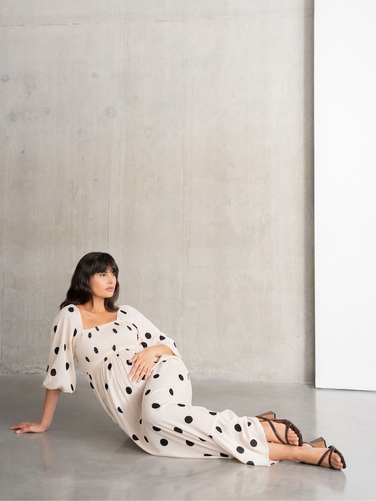 Seraphine Cream Maternity Maxi Dress - Image 1 of 5