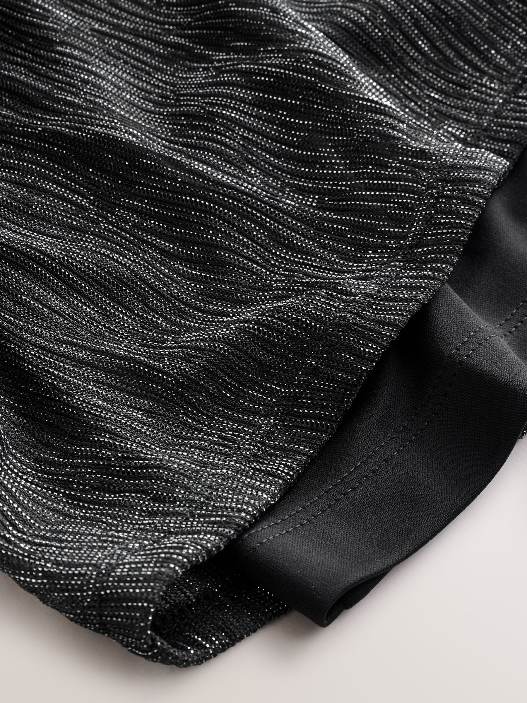 Buy Silver/Black Metallic Sparkle Sheer Layer Cap Sleeve Top from