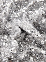 Silver Short Sleeve Slash Neck Sequin T-Shirt - Image 7 of 7