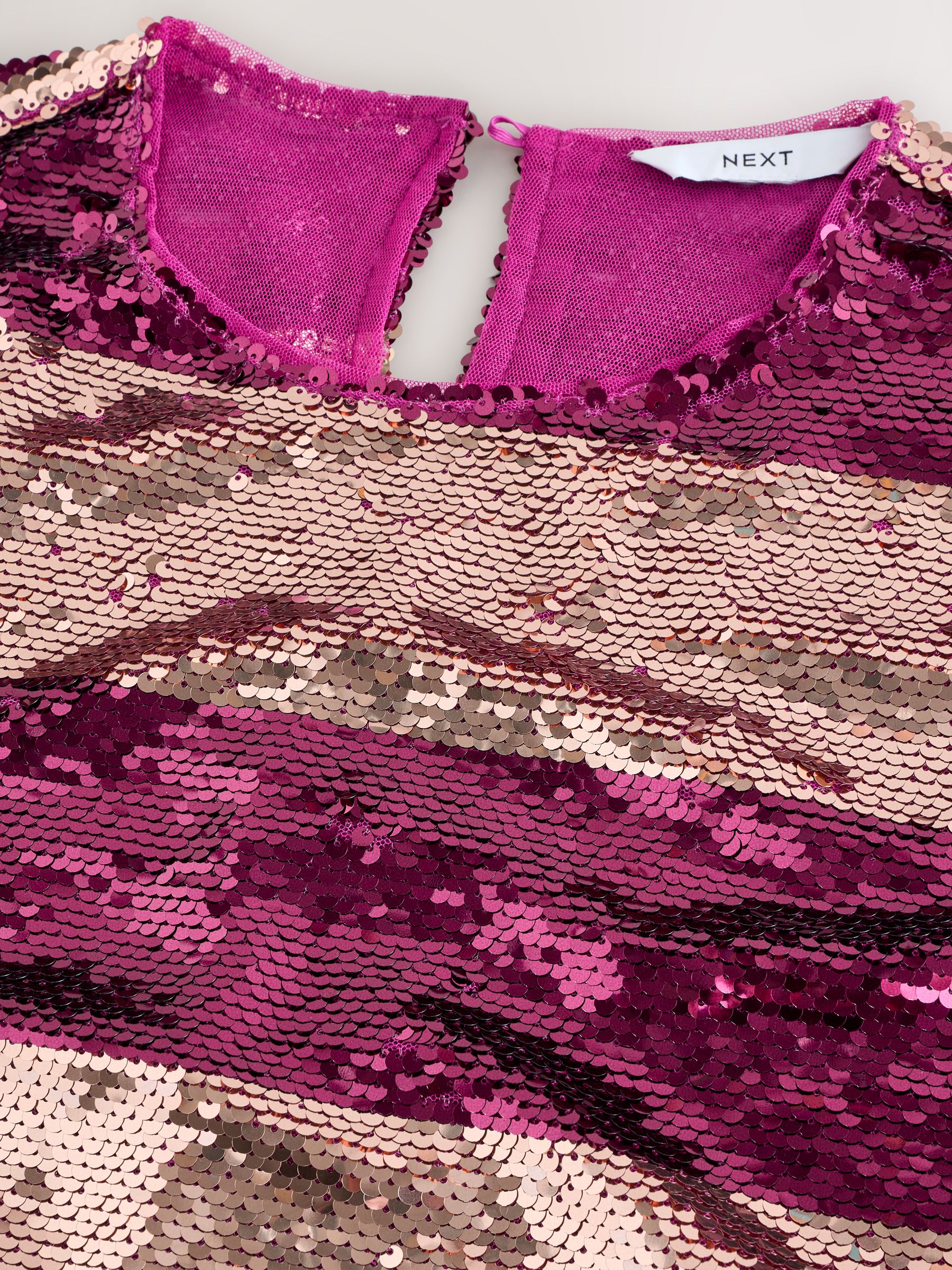 Buy Burgundy Red/Gold Stripe Sequin Boxy Crew Neck T-Shirt from
