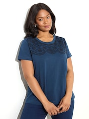 Live Unlimited Blue Curve Jersey Embroidered 100% Cotton T-Shirt - Image 1 of 4