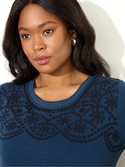 Live Unlimited Blue Curve Jersey Embroidered 100% Cotton T-Shirt - Image 3 of 4