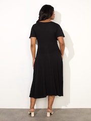 Live Unlimited Black Curve Jersey Flutter Sleeve Wrap Dress - Image 3 of 3