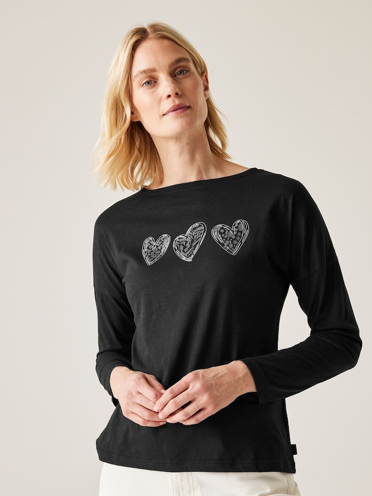 Regatta Black Womens Carlene Graphic Print T-Shirt - Image 1 of 6