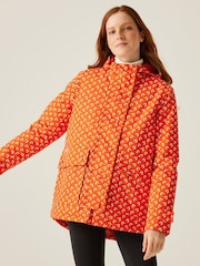Regatta Red Womens Orla Kiely Mid Length Waterproof Jacket - Image 1 of 8