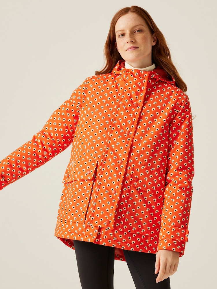 Regatta Red Womens Orla Kiely Mid Length Waterproof Jacket - Image 1 of 8