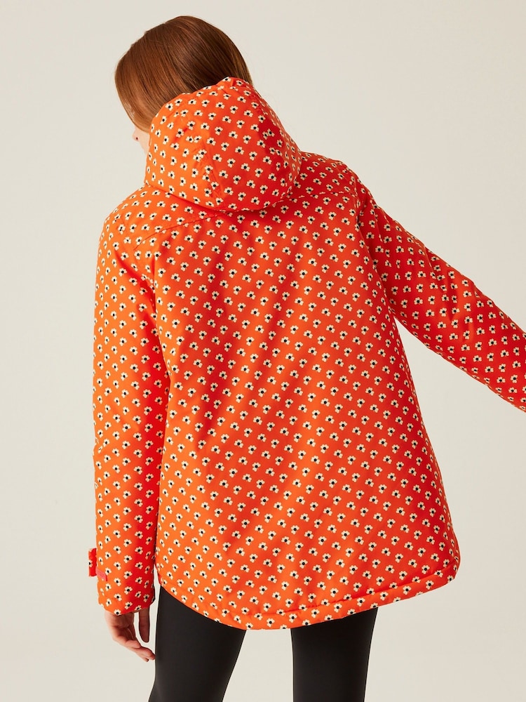 Regatta Red Womens Orla Kiely Mid Length Waterproof Jacket - Image 2 of 8 Regatta Red Womens Orla Kiely Mid Length Waterproof Jacket - Image 2 of 8