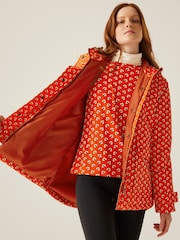 Regatta Red Womens Orla Kiely Mid Length Waterproof Jacket - Image 4 of 8