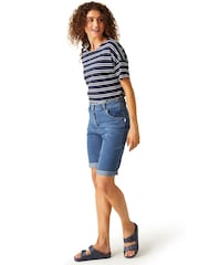 Azul - Regatta Erdre Denim Look Cotton Blend Shorts - Imagen 3 de 7