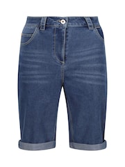 Azul - Regatta Erdre Denim Look Cotton Blend Shorts - Imagen 5 de 7