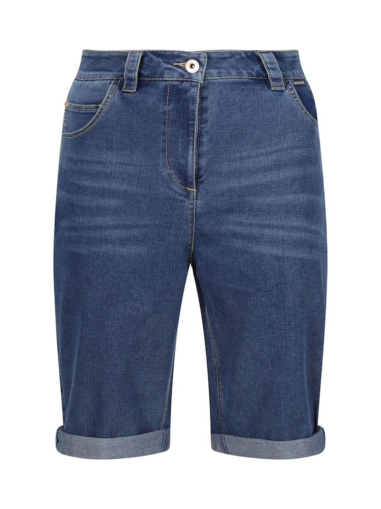 Regatta Blue Erdre Denim Look Cotton Blend Shorts - Image 5 of 7