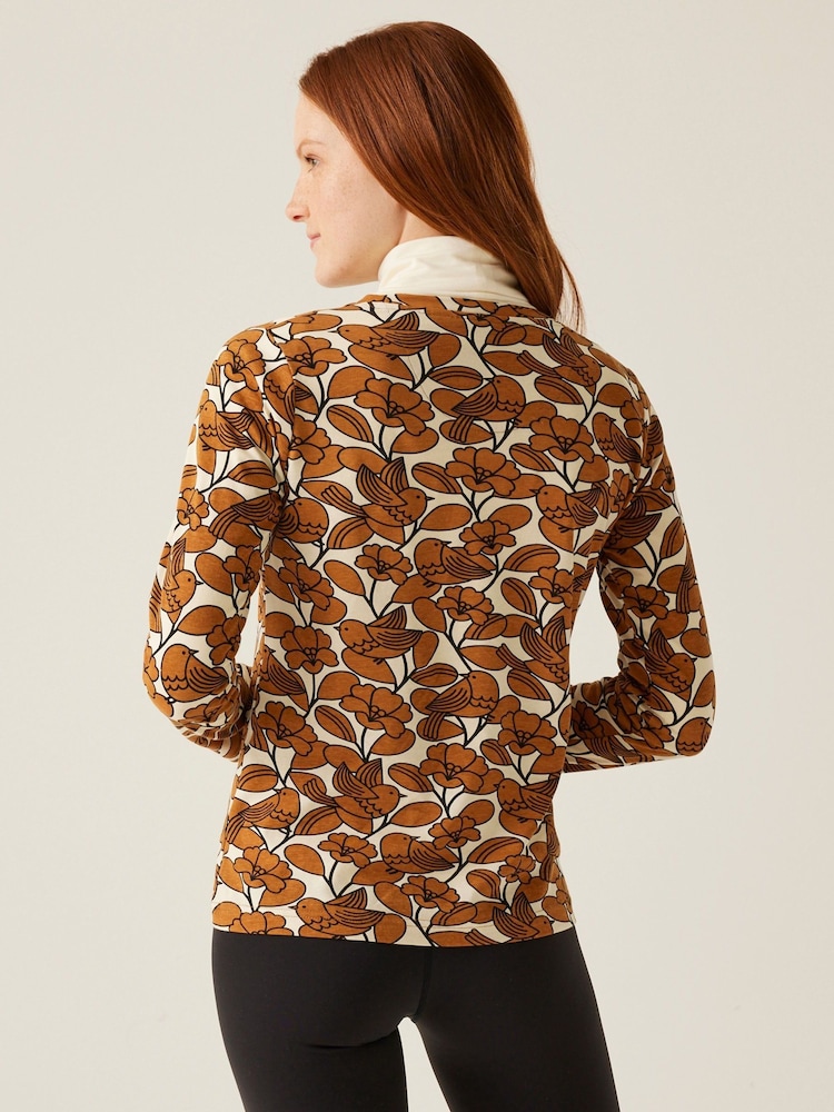Regatta Brown Womens 100% Cotton Orla Kiely Winter T-Shirt - Image 2 of 6