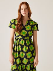 Regatta Yellow Womens Orla Kiely Tier Midi 100% Cotton Dress - Image 1 of 7