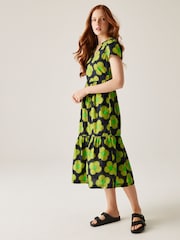 Regatta Yellow Womens Orla Kiely Tier Midi 100% Cotton Dress - Image 3 of 7