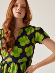 Regatta Yellow Womens Orla Kiely Tier Midi 100% Cotton Dress - Image 4 of 7