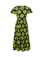 Regatta Yellow Womens Orla Kiely Tier Midi 100% Cotton Dress - Image 5 of 7
