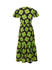 Regatta Yellow Womens Orla Kiely Tier Midi 100% Cotton Dress - Image 6 of 7