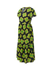 Regatta Yellow Womens Orla Kiely Tier Midi 100% Cotton Dress - Image 7 of 7