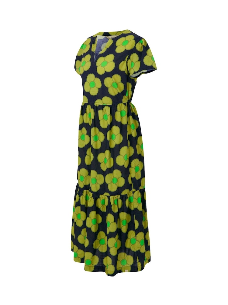 Regatta Yellow Womens Orla Kiely Tier Midi 100% Cotton Dress - Image 7 of 7