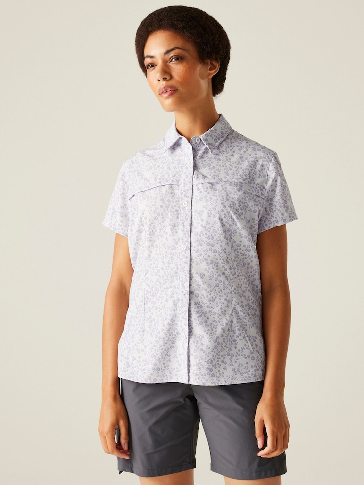 Regatta Purple Womens Travel Packaway Short Sleeve Shirt - Image 1 of 7