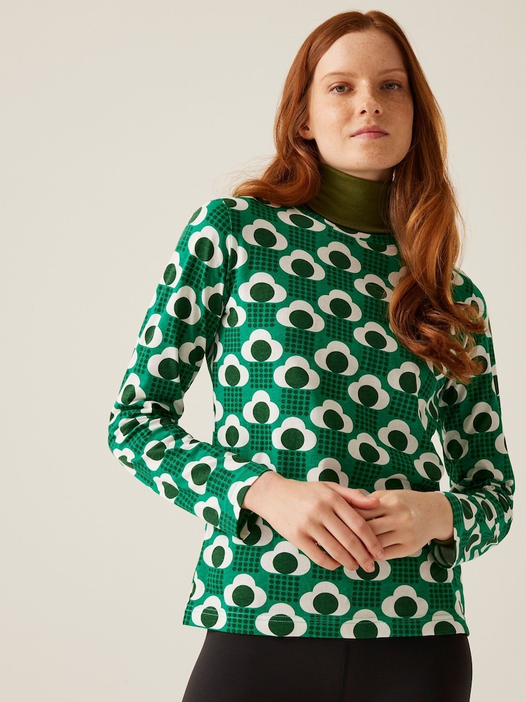 Regatta Green Womens 100% Cotton Orla Kiely Winter T-Shirt - Image 1 of 6