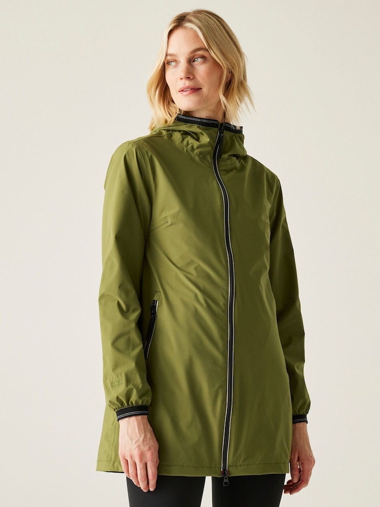 Regatta Green Womens Lioka Longer Length Waterproof Jacket - Image 1 of 9 Regatta Green Womens Lioka Longer Length Waterproof Jacket - Image 1 of 9