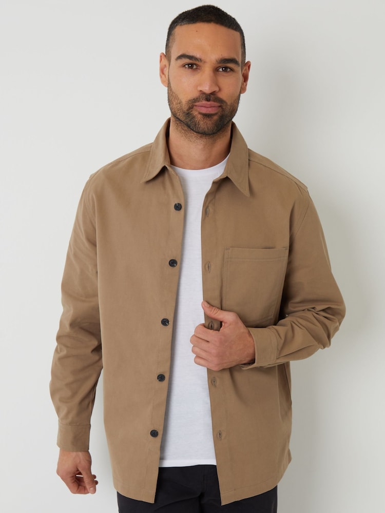 Threadbare Natural 100% Cotton Twill Shacket - Image 1 of 4