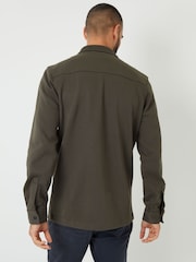 Threadbare Khaki Pique Popper Fastening Shacket - Image 2 of 5