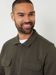 Threadbare Khaki Pique Popper Fastening Shacket - Image 4 of 5