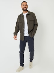 Threadbare Khaki Pique Popper Fastening Shacket - Image 5 of 5