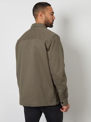 Threadbare Olive Twill Button Up 100% Cotton Shacket - Image 2 of 5