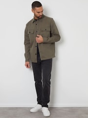 Threadbare Olive Twill Button Up 100% Cotton Shacket - Image 3 of 5