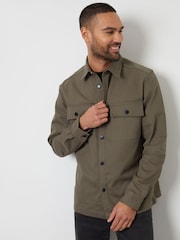 Threadbare Olive Twill Button Up 100% Cotton Shacket - Image 5 of 5