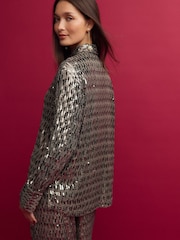 Gold Sequin Button Up Shirt - Image 3 of 9