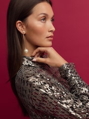 Gold Sequin Button Up Shirt - Image 5 of 9