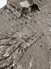 Gold Sequin Button Up Shirt - Image 8 of 9