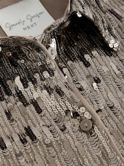 Gold Sequin Button Up Shirt - Image 9 of 9