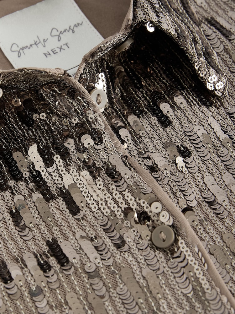 Gold Sequin Button Up Shirt - Image 9 of 9