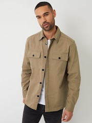 Threadbare Natural Twill Button Up 100% Cotton Shacket - Image 1 of 5