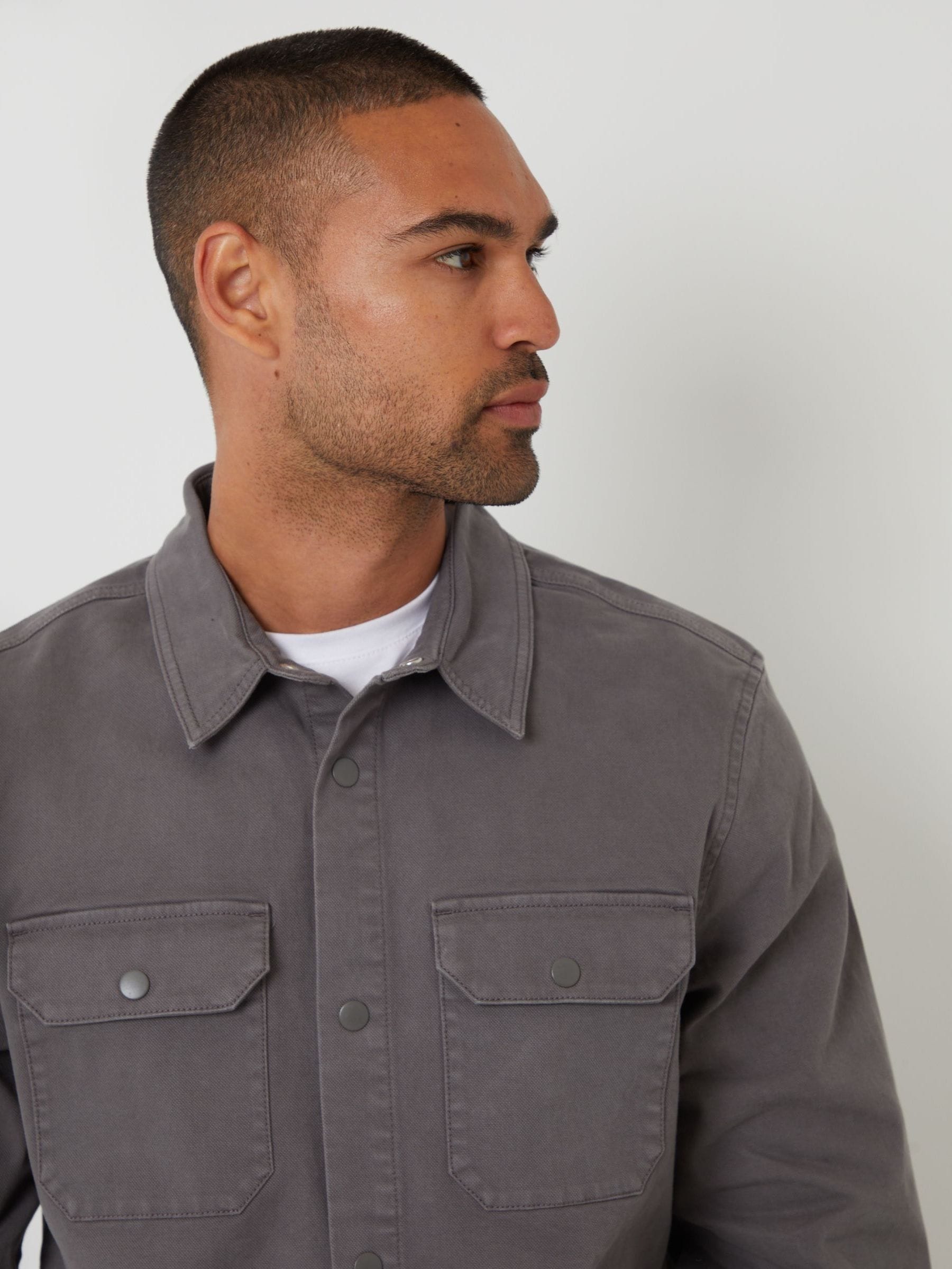 Buy Threadbare Grey Snap Fastening Shacket from Next USA