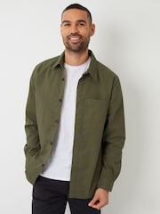 Threadbare Khaki 100% Cotton Twill Shacket - Image 1 of 4