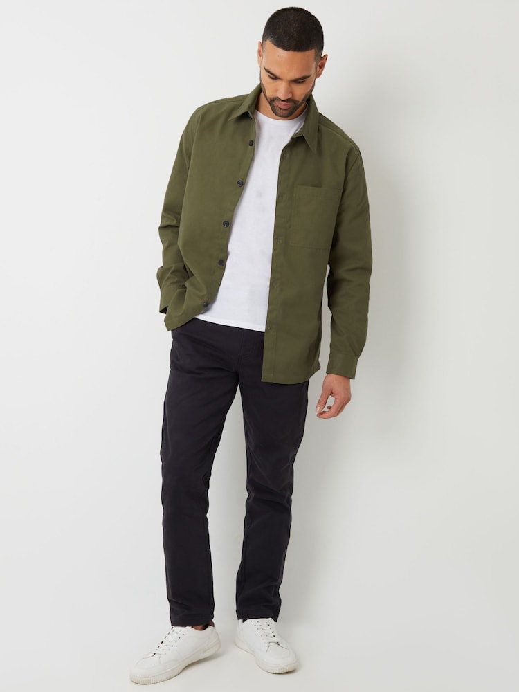 Threadbare Khaki 100% Cotton Twill Shacket - Image 3 of 4