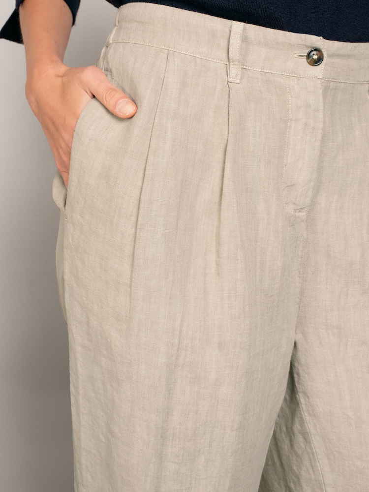 Celtic & Co. – Hose mit Barrel-Hosenbein und Faltendetail aus 100 % Leinen, Natur - Bild 3 von 3