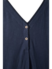 Синий - Синее трикотажное платье миди из 100% хлопка Celtic & Co. - Image 3 of 5