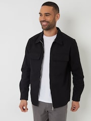 Threadbare Black 100% Cotton Twill Zip Up Shacket - Image 1 of 4