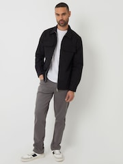 Threadbare Black 100% Cotton Twill Zip Up Shacket - Image 3 of 4