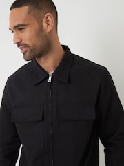 Threadbare Black 100% Cotton Twill Zip Up Shacket - Image 4 of 4