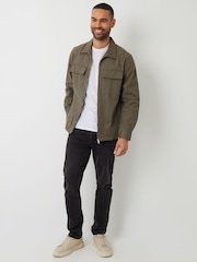 Threadbare Green 100% Cotton Twill Zip Up Shacket - Image 3 of 4