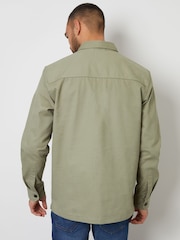 Threadbare Sage Twill Button Up 100% Cotton Shacket - Image 2 of 5